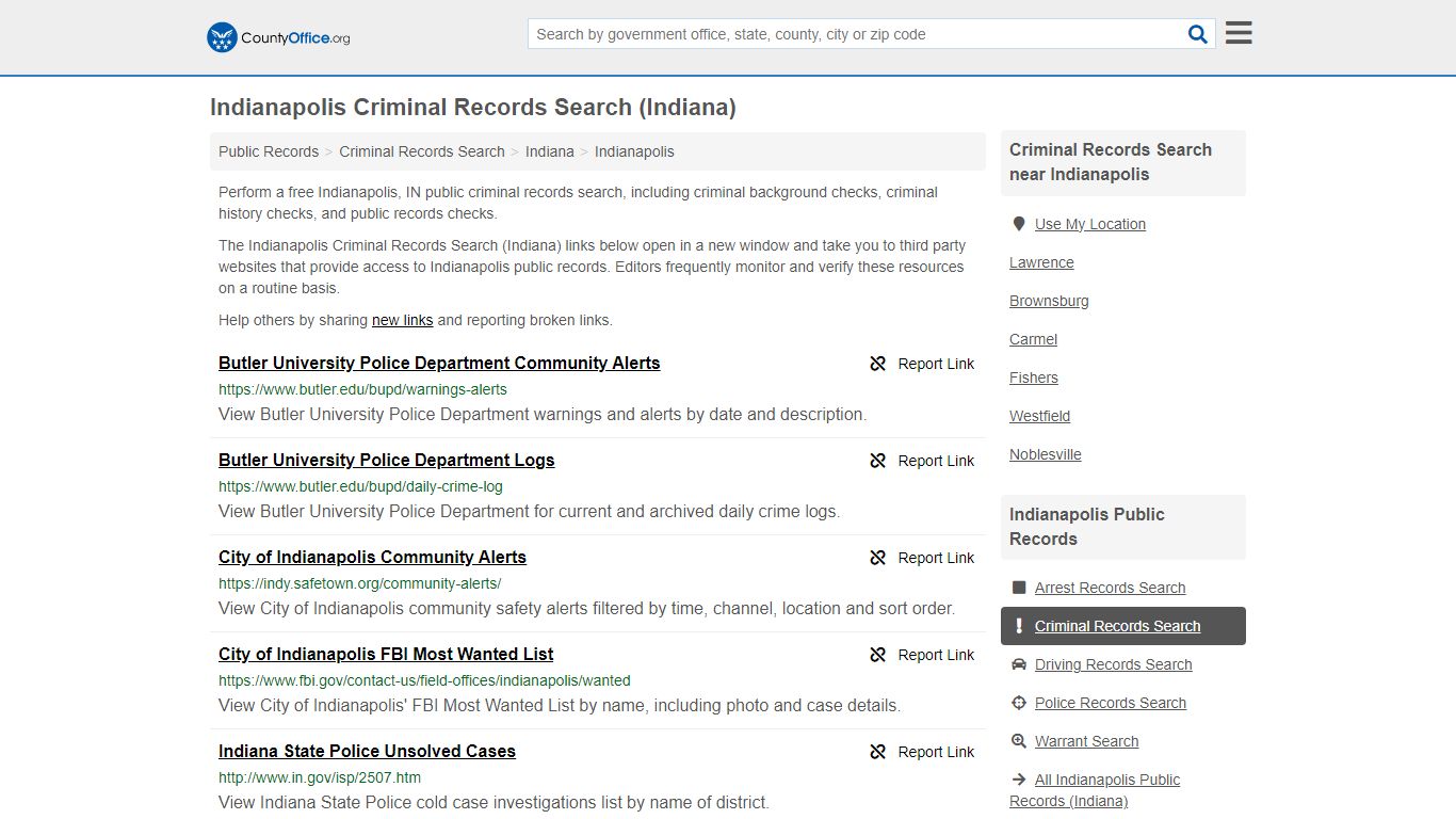 Indianapolis Criminal Records Search (Indiana) - County Office