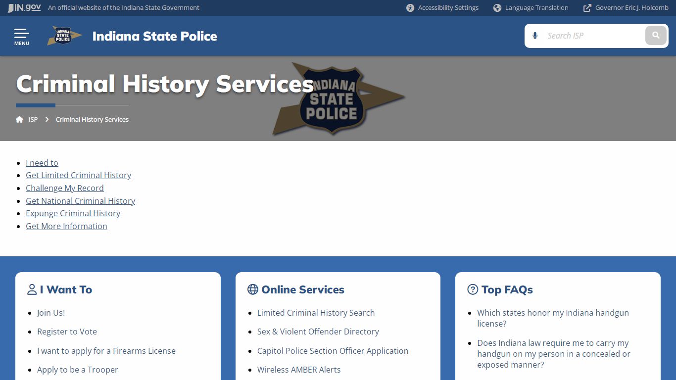 ISP: Criminal History Services